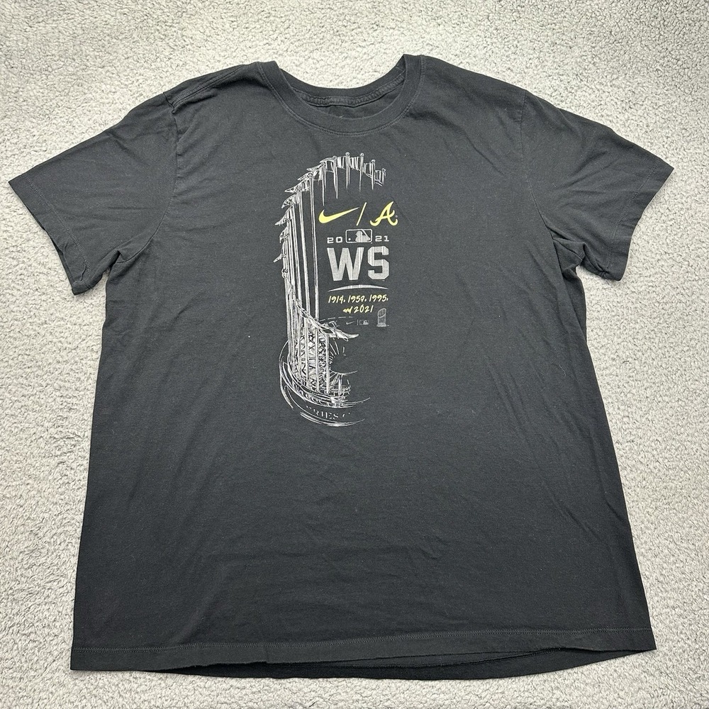 The Nike Tee Men's Large 2021 Atlanta Braves World Series Champions Black Shirt